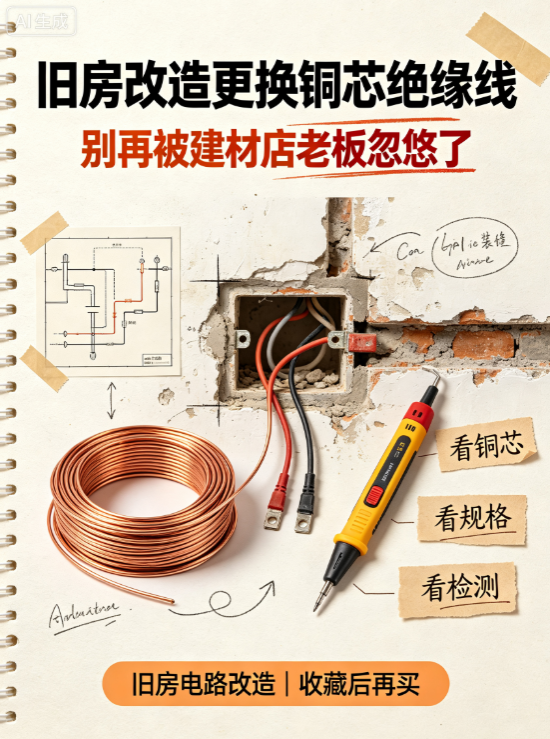 旧房改造更换铜芯绝缘线，别再被建材店老板忽悠了