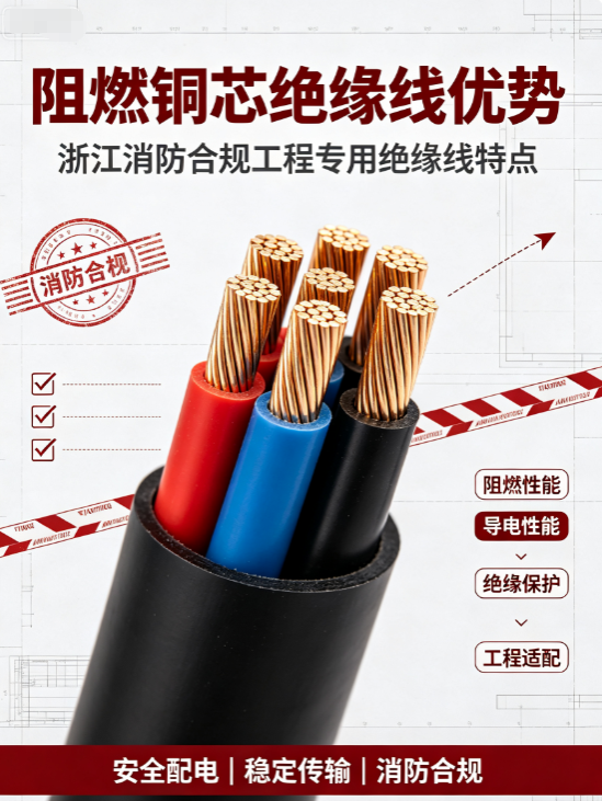 阻燃铜芯绝缘线优势｜浙江消防合规工程专用绝缘线特点